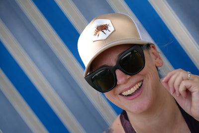 Hows Your Day Honey Trucker Hat- Custom Honeybee Fabric Patch Edition