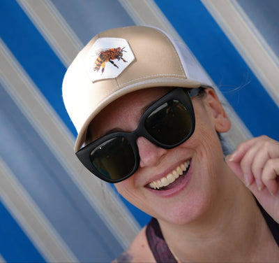 Hows Your Day Honey Trucker Hat- Custom Honeybee Fabric Patch Edition