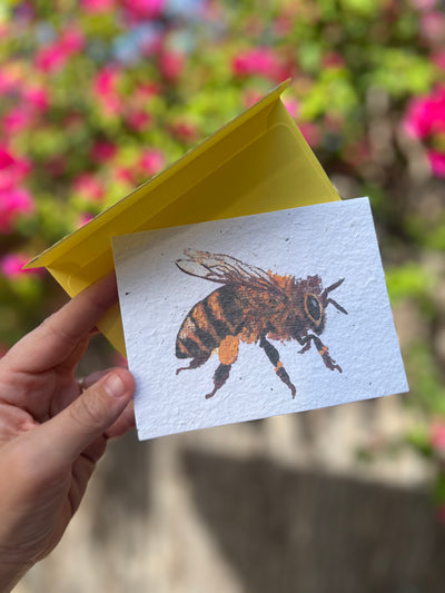 Custom Plantable Honeybee Greeting Card (Blank Inside)