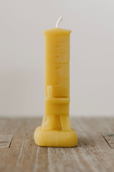 Handcrafted Langstroth beehive beeswax candle — natural, eco-friendly, clean-burning candle made from rescued bees in St. Petersburg, FL.