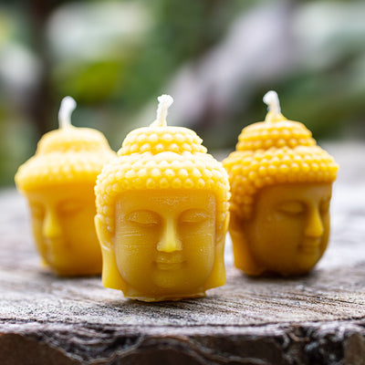 Pure beeswax candle buddha head shape 3 candles made by How's Your Day Honey